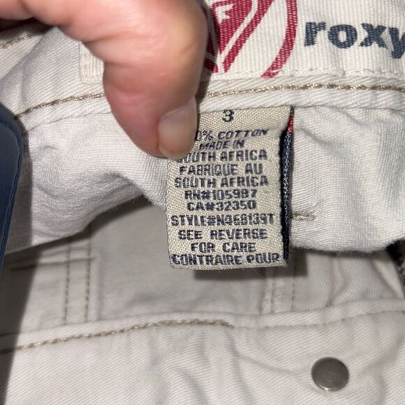 Y2K Roxy Low Rise Casual Chino Shorts Cotton Pockets Sand Size 3 - Picture 9 of 10